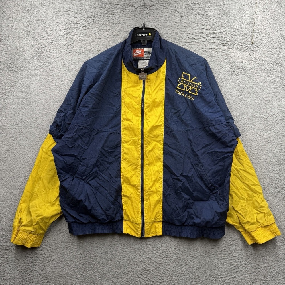 Vintage Nike Michigan Wolverines Windbreaker Jacket XL Full Zip Blue Yellow